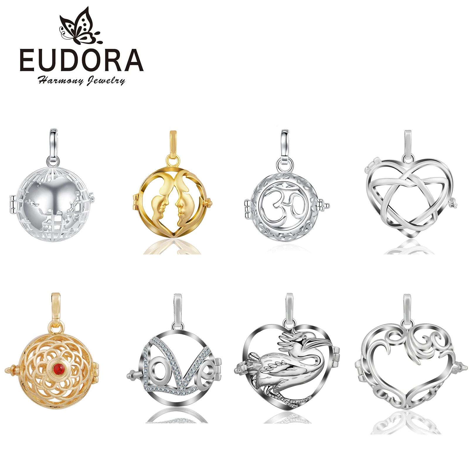 Eudora 20mm carillón música Ángel bola llamador medallón collar jaula de corazón mixto collar de embarazo accesorios de aromaterapia al por mayor