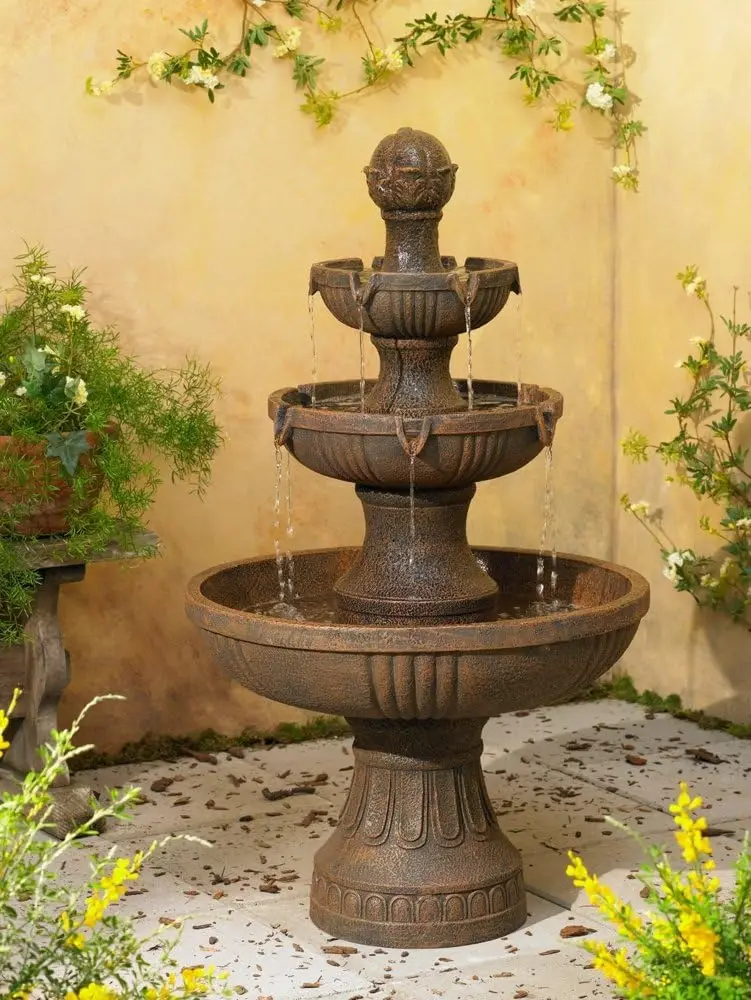 

Ravenna Italian Outdoor Floor Bubbler Fountain and Waterfalls 43" High 3 Tiered Cascading for Garden Patio Backyard Deck Home