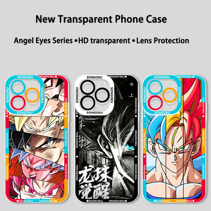 Anime Dragon Ball Son Goku For iPhone 15 14 13 12 11 Mini XS XR X Pro MAX 8 7 6 Plus SE Angel Eyes Transparent Apple Case