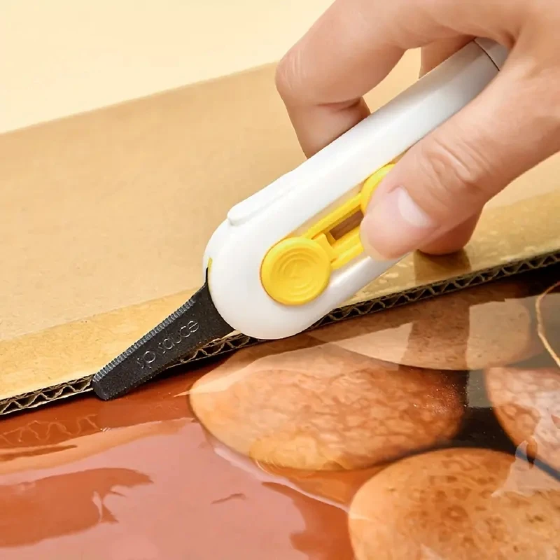 Magnetic Mini Box Cutter Unbox Tools Safety Lock, Retractable Blade, Portable Letter Opener & Paper Cutter, Durable ABS Material