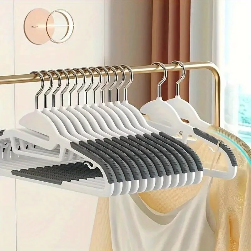 

10pcs Heavy Duty Plastic Hangers with Non-Slip Design, 360°Swivel Hook Space Saving Organizer for Bedroom Closet,Shirts,Pants