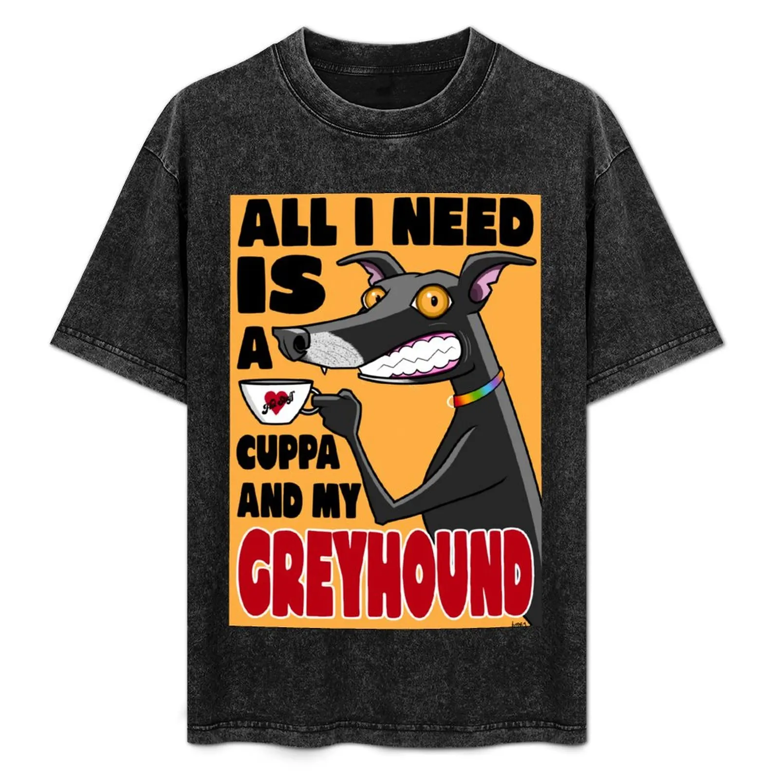 

Cuppa & Greyhound T-Shirt Basic Tee Shirt for Everyday Outfit