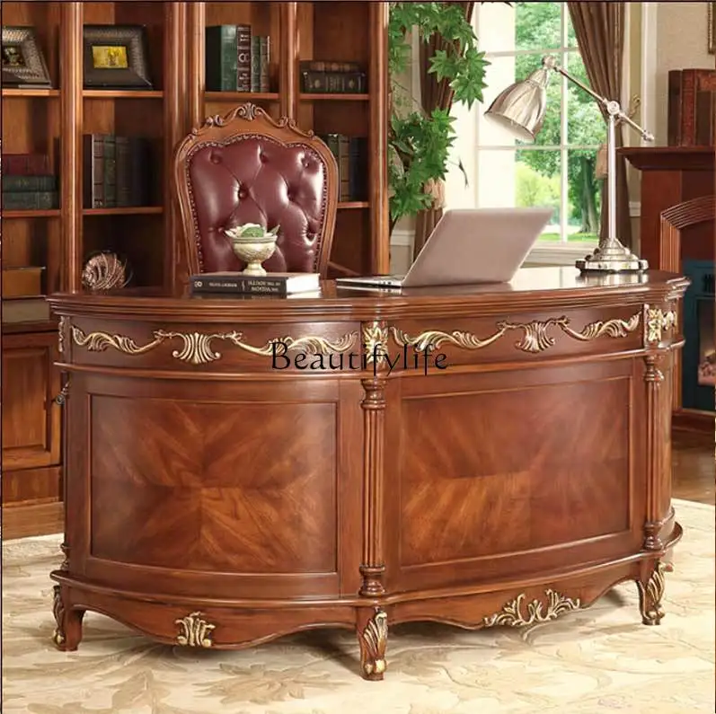 American Simple Retro Study Solid Wood Office Computer Desk Calligraphy Boss Desk