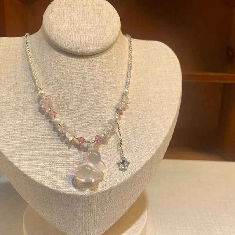Crystal Necklace Mozambique Powder Crystal Butterfly Clavicle Chain Irregular Butterfly Star Neck Chain Crystal Necklace