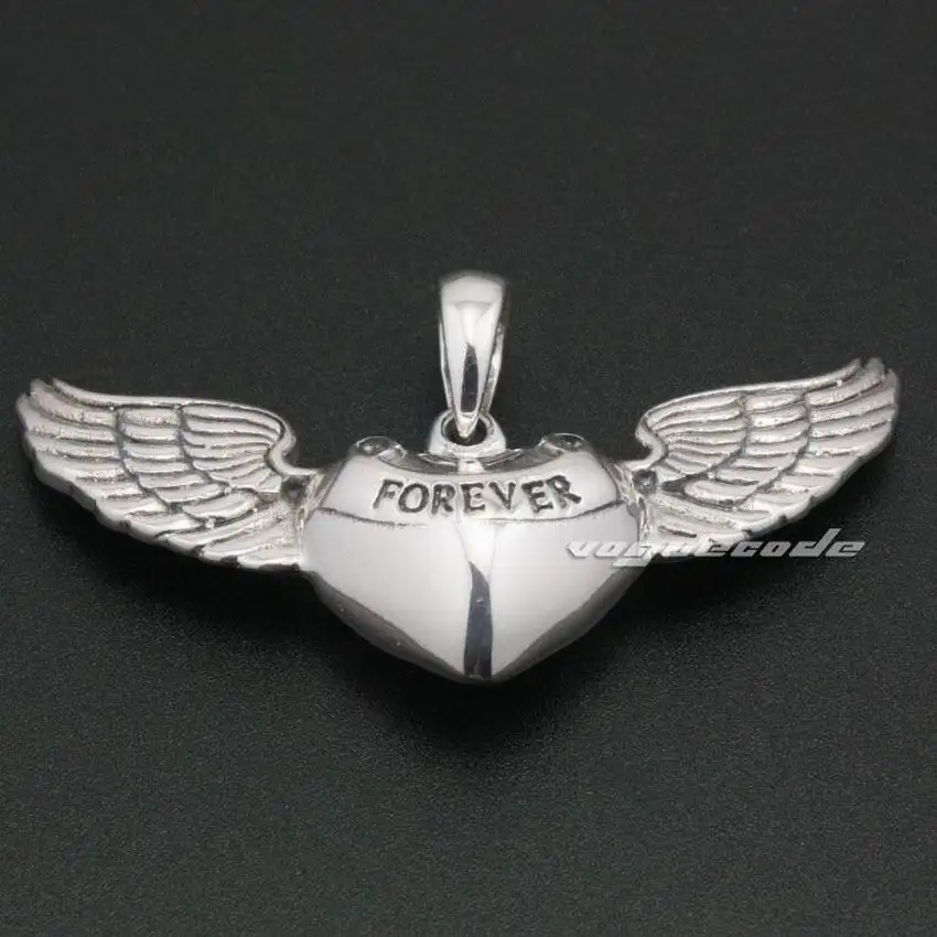 925 Sterling Silver Angel Bird Wing Feather Love Forever Pendant 8A012 JP