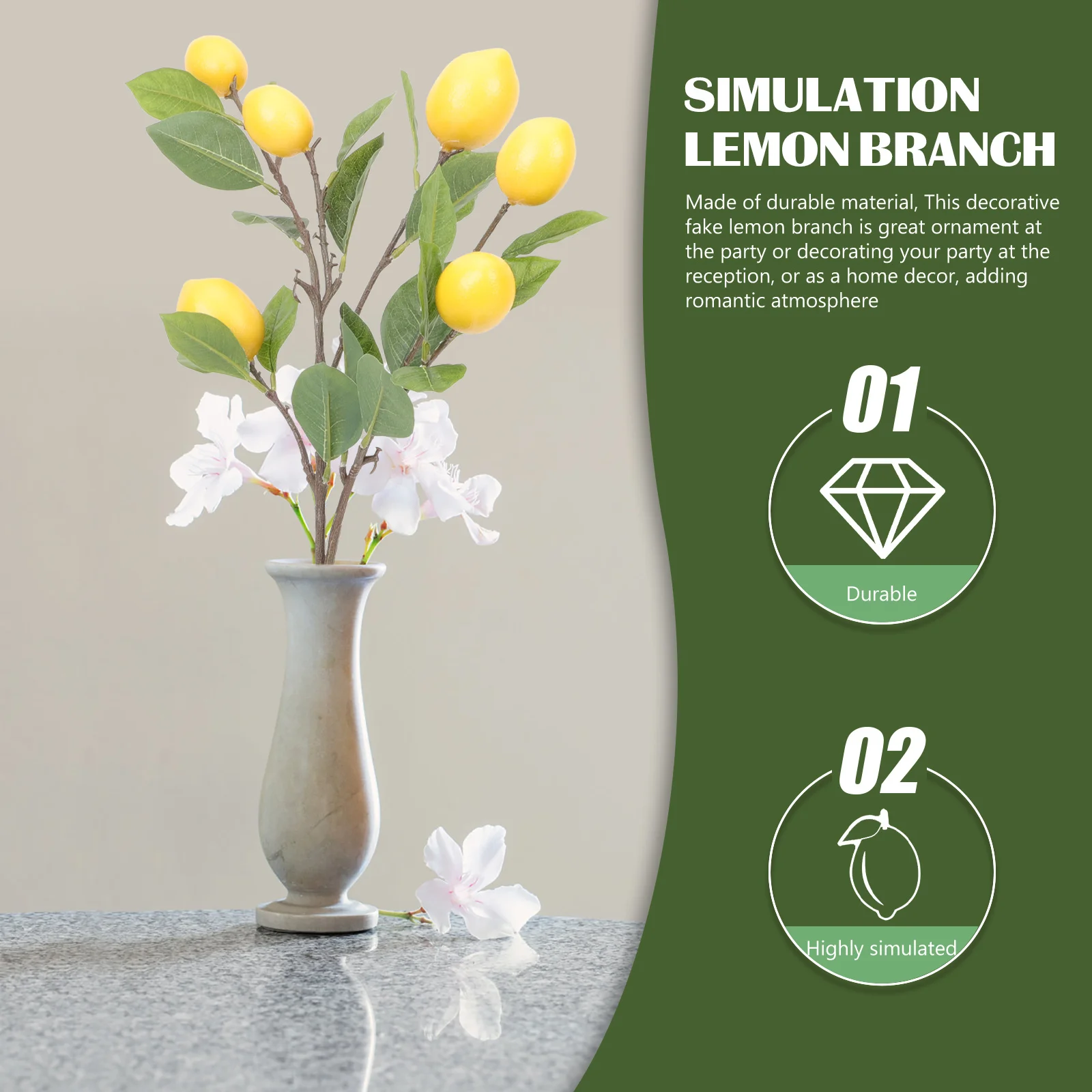 

Picks Environmental Protection for Home Decor Vase Flower Arrangement Lemon Branch Vase Decor Simulation Branch