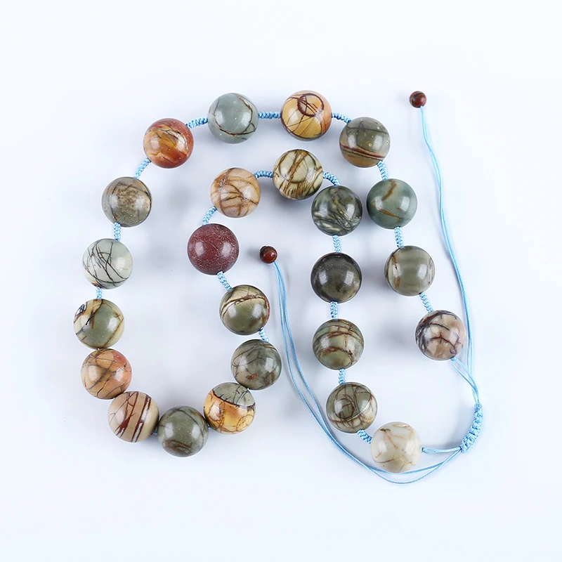 Fine Jewelry Natural Stone Multi-Color Picasso Jasper Necklace Accessories 16mm 19.6-28inch 139.5g