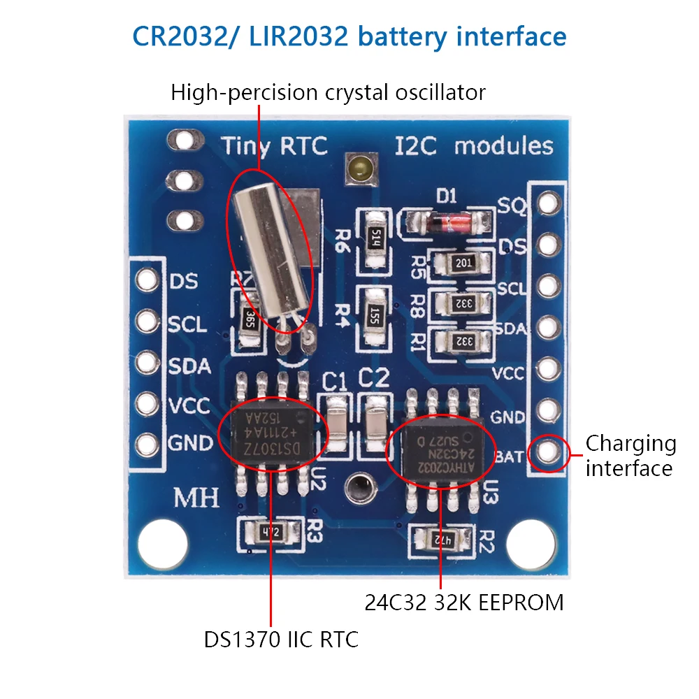 1PCS The Tiny RTC I2C modules 24C32 memory DS1307 clock RTC module Without Battery