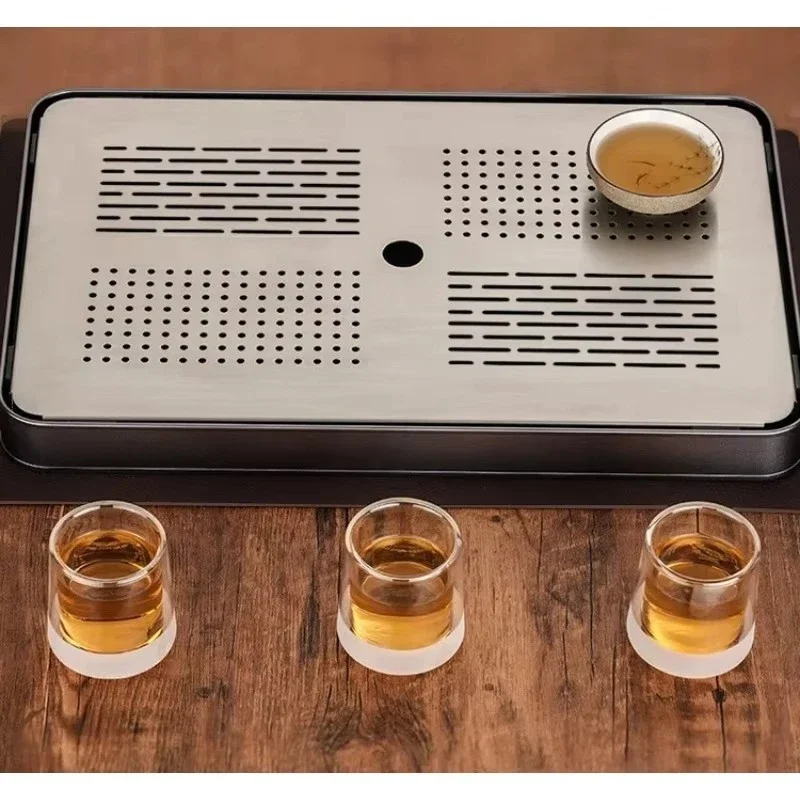 Tea Tray Tea Table Water Storage Type Dry Brewing Table Stainless Steel Drain Tray Tea Sea Tray