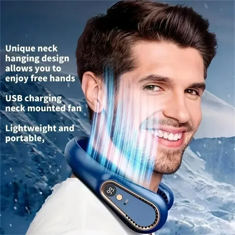 Hanging neck fan portable summer air cooler USB cooling fan with 5 speeds and digital displays - super technology and bladeless image 6