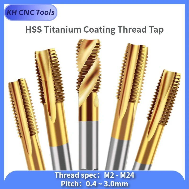 KH CNC HSS M2 M3 M3.5 M4 M5 M6 M8 M10 M12 M14 M16 Titanium Coated Machine Screw Tapping Threaded Tap Stainless Steel Processing