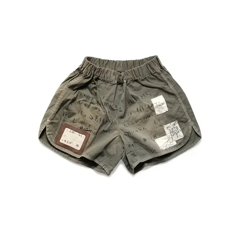 

21SS KAPITAL Hirata Kazuhiro letter distressed elastic waist rewashed casual shorts boxing pants