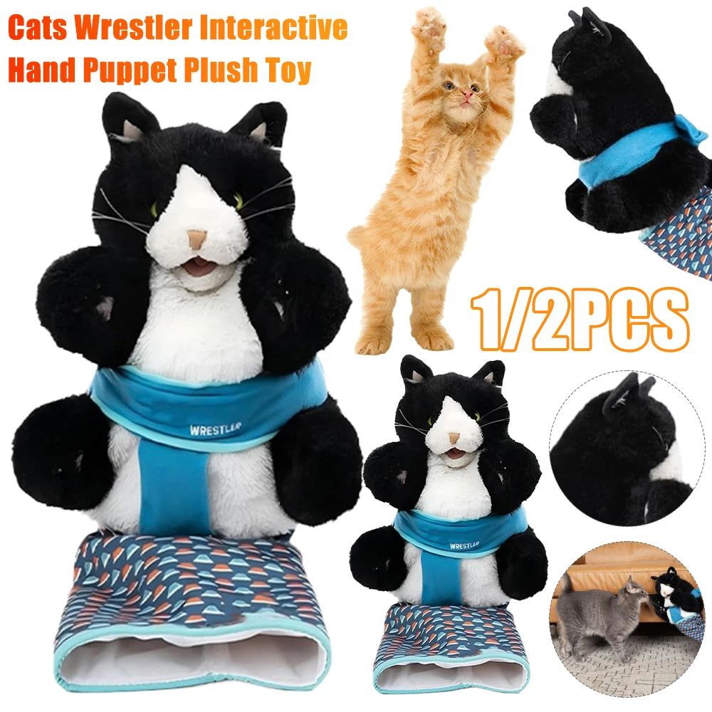 Cats Puppet Wrestler Cat Wrestling Toy Puppet Interactive Hand Puppet with Tough Padding Hand Glove for Safe Play Cat & Dog Toys
