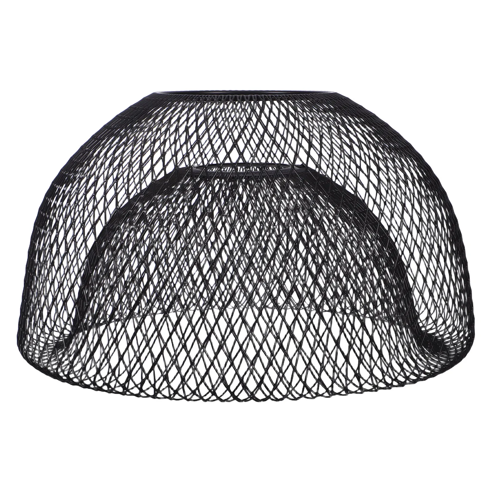 Black Iron Wire Hollow Mesh Double Layer Lamp Shade Cage 42Mm Hole Diameter Wall Mounted Light Cover for Bedroom Dining Room