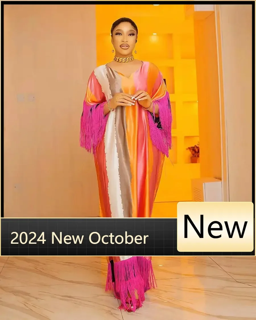 

African women's loose skirt comfortable artificial silk fabric stitching tassel fashion quality