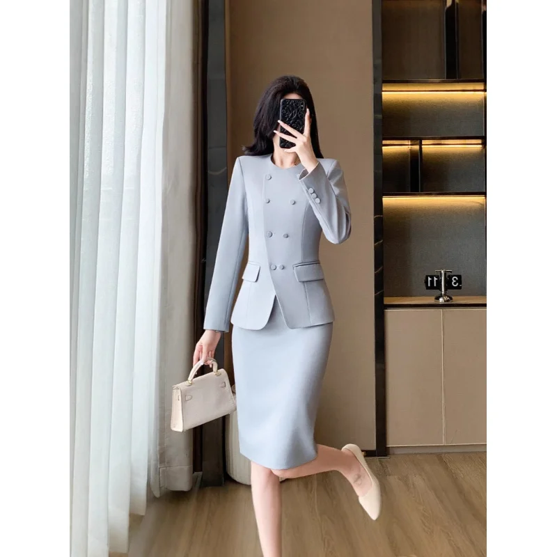 Elegant professional suit skirt2025New stylish and elegant hostess formal attire for front desk reception workwear for women