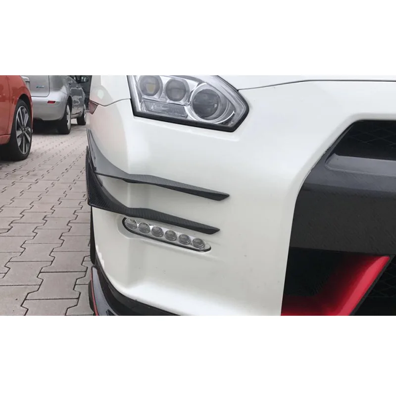 Carbon Fiber Front Bumper Fins Fender Vent Covers Trims For Nissan GT-R Nismo Coupe 2-Door 2015 2016 Car Front Bumper Fins