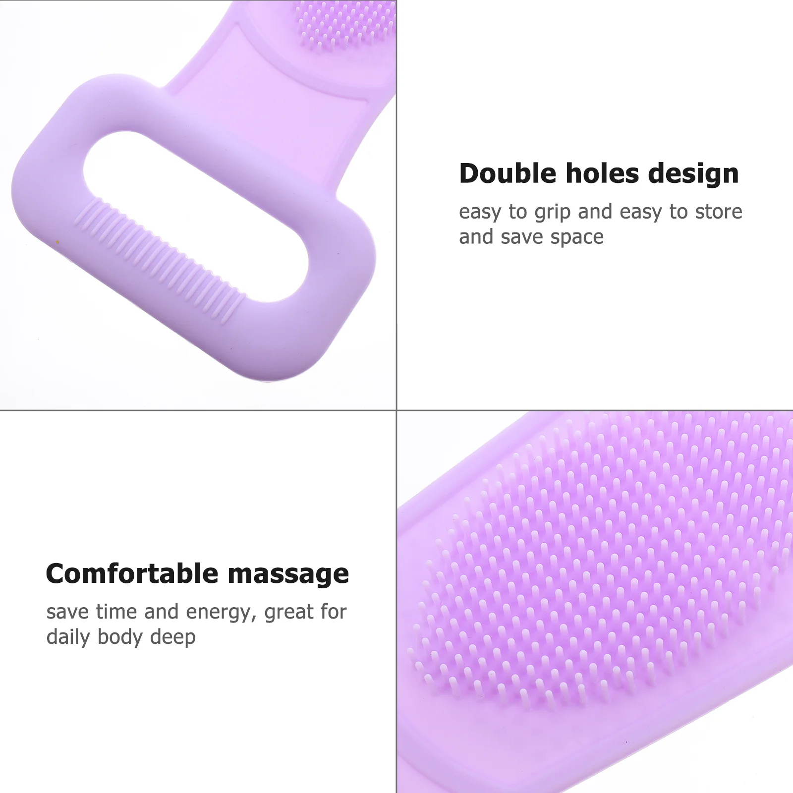 

Silicone Bath Scrubber Exfoliating Shower Tool Double Hole Design Long Strap For Back Cleaning Body Massage Bathing Supplies