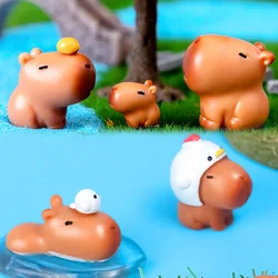 Modelo de animales de Capybara simulados, Mini figuras de acción Kapibare, estatuilla, decoración del hogar, regalo para niños, adorno de Micro paisaje DIY