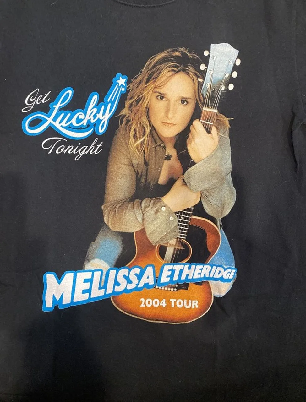 Camiseta negra Unisex, camisa de Melissa Etheridge Tour 2004 de VTG, todas las tallas, 1F966