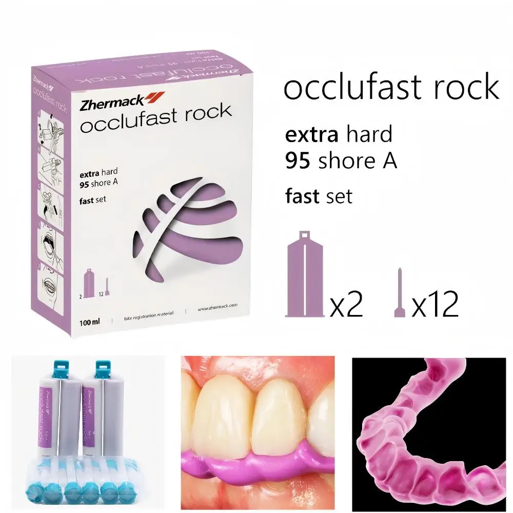 

Zhermack Occlufast Rock Bite Registration Silicone Extra Hard 95 Shore A Hardness Fast Set A-Silicone Silicone Occlusal Record