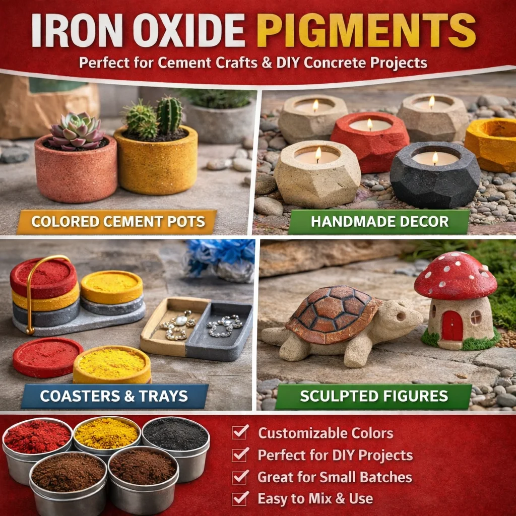 Iron Oxide Pigment for Concrete DIY Crafts Easy Mixing Cement Color Powder for Pots Jewelry Garden Decoration