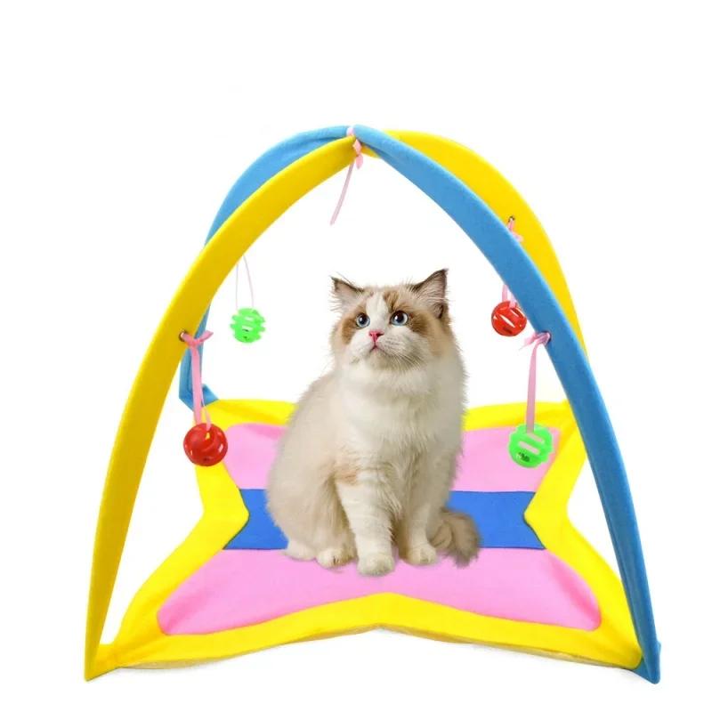 Playing Cat Tent Bell Ball Foldable Cat Bed Playing Tent Supplies