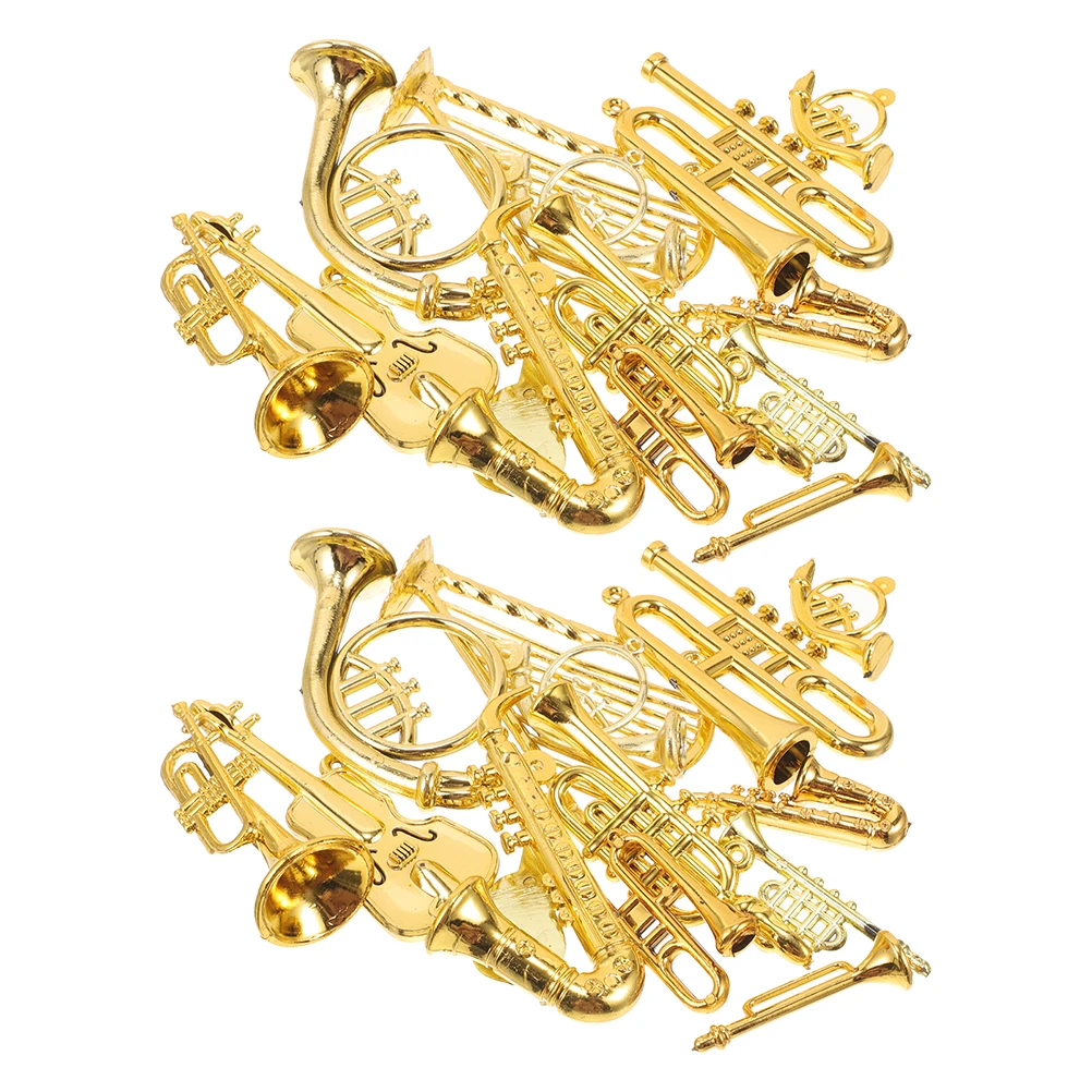 

28pcs Christmas Tree Decorations Miniature Musical Instruments Ornaments Trumpet Violin Flute Diy Craft Accessories Party Horn