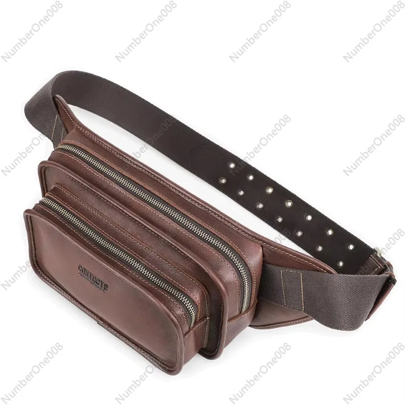 

Роскошные кожаные сумки Contact's High End с масляными бусинами на молнии для мужчин, поясная сумка через плечо, поясная сумка, кожаная сумка