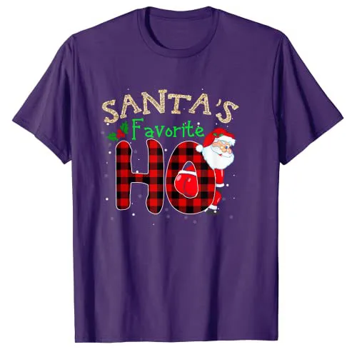 Christmas Santa's Favorite Ho Xmas Pajama Funny Naughty T-Shirt Cute Aesthetic Clothes Family Matching Xmas Costume Holiday Tees