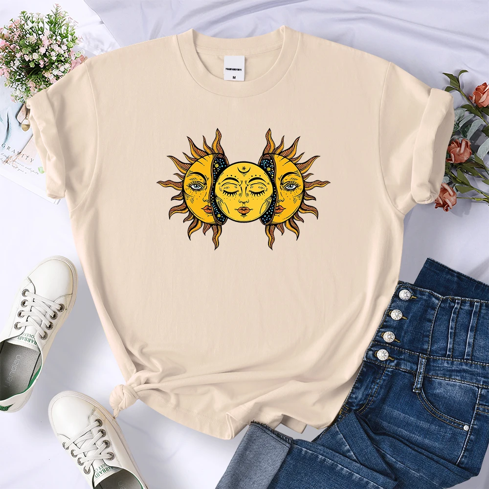 Passionate Sun Creativity Kawaii Tshirts Female Fashion Comfortable T-Shirts Street Casual Short Sleeve Summer Cool Brand Tshirt