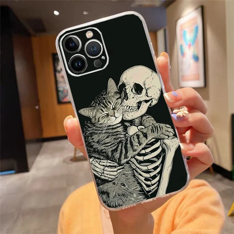 

Phone Case Carcasa Funda For iPhone 17 Pro Max Air 16 15 14 13 Pro Max 15 16 Pro 15Plus 16E Skeleton Art Case