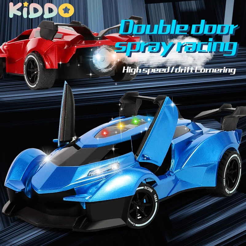 

Spray RC Car with Lights Sound Toy Stunt Drift Car Double-Door Open 2.4G Controlled Radio Remote for Children's Day Gifts