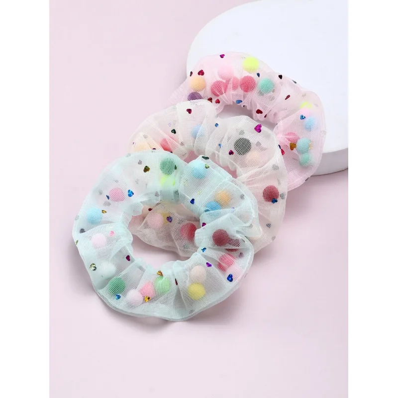 3 Stück Niedliche Mädchen-Flausch-Scrunchies, Weiche & Flauschige Haargummis für den Alltäglichen Gebrauch