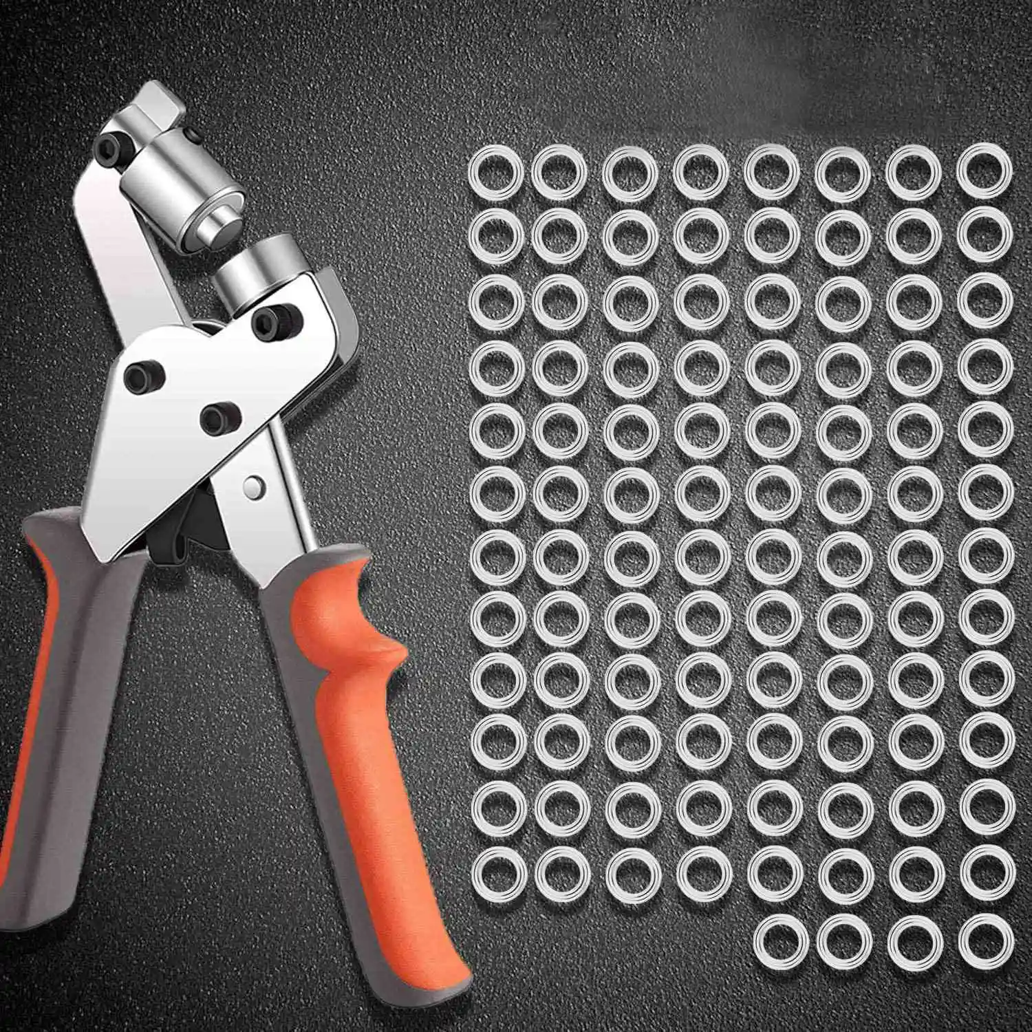 AB11-Grommet Tool Kit Grommet Press Pliers Portable Hold Punch Manual Kits Handheld Eyelet Machine With 100Pc Grommets