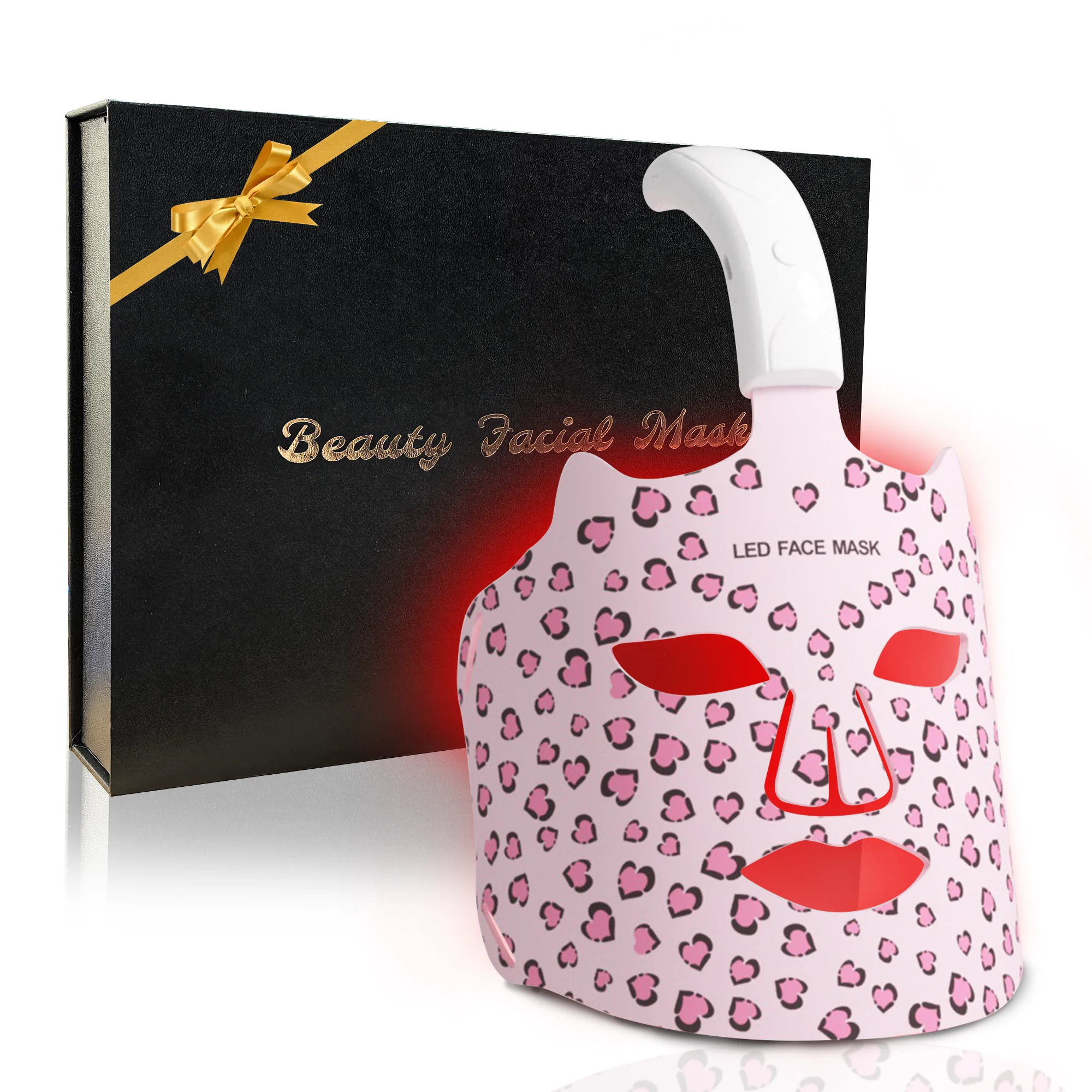 猫耳 LED 光療法マスク 5050 ビーズ 3 モード (赤/紫/オレンジ+赤外線) 10 分自動オフ タイプ C 充電器