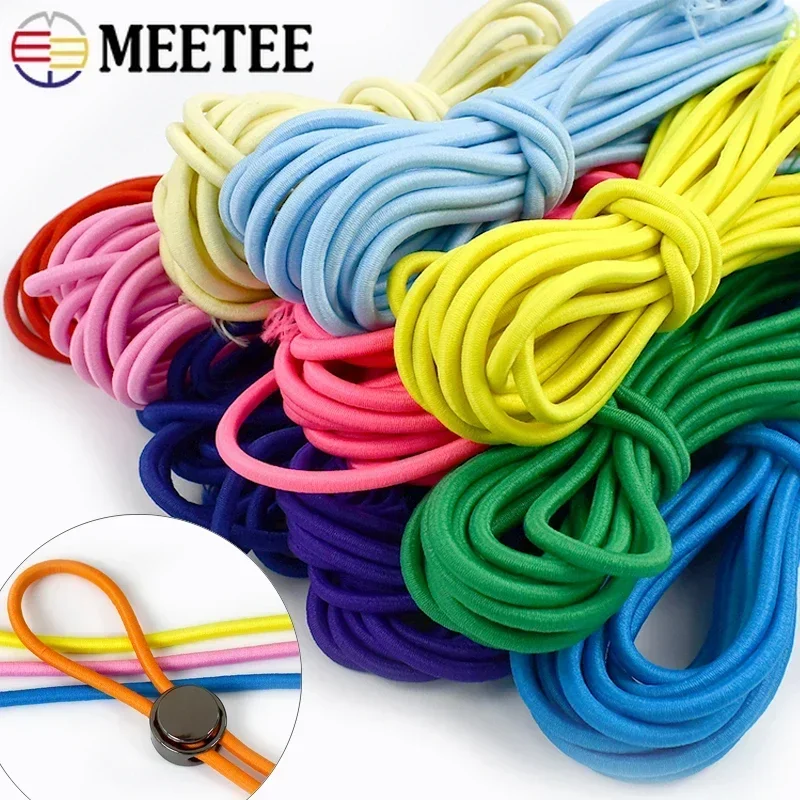 5/10/20M Meetee 4mm Fascia elastica Corda elastica colorata Corda di gomma per vestiti Fasce per capelli Corda a molla Accessori per cucire fai da te