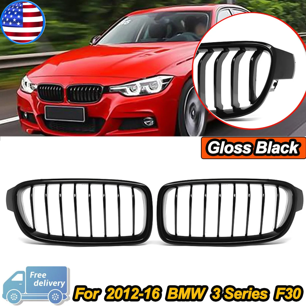 

Для BMW 3 серии F30 F31 F35 320i 325i 328i 2013 2014 2015 2016-2019 Автомобильный передний бампер Гоночная решетка Решетки Решетки для почек