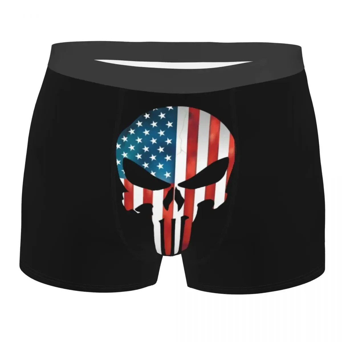 American Flag Skeleton Skull Underwear Male Printed Custom Boxer Shorts Panties Briefs Soft Underpants