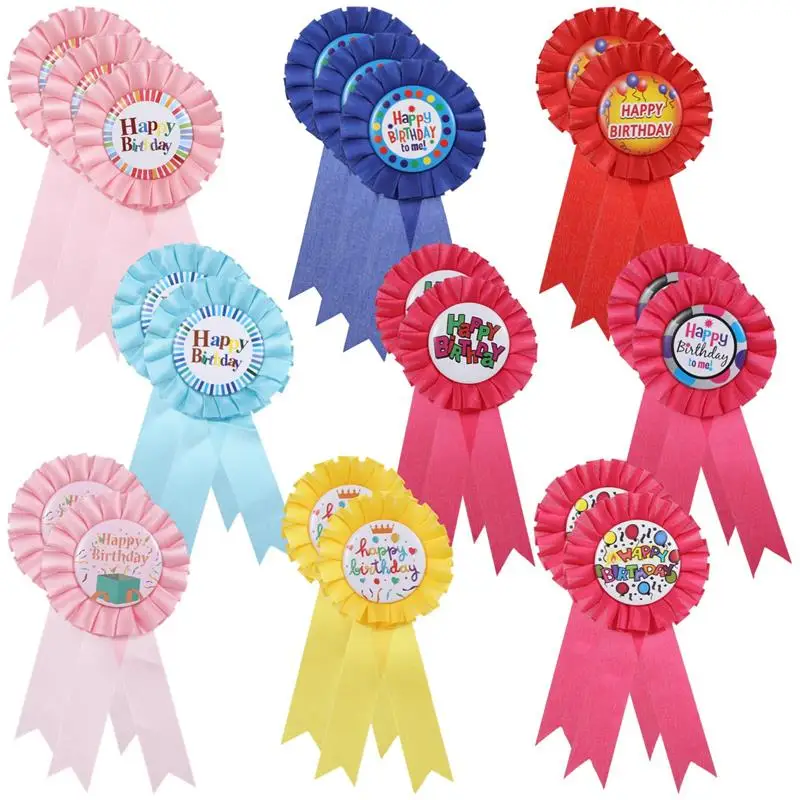 20Pcs Happy Birthday Award Ribbons Stylish Multicolor Tinplate Badge Pins Birthday Award Pins For Birthday Party Clothes Decor