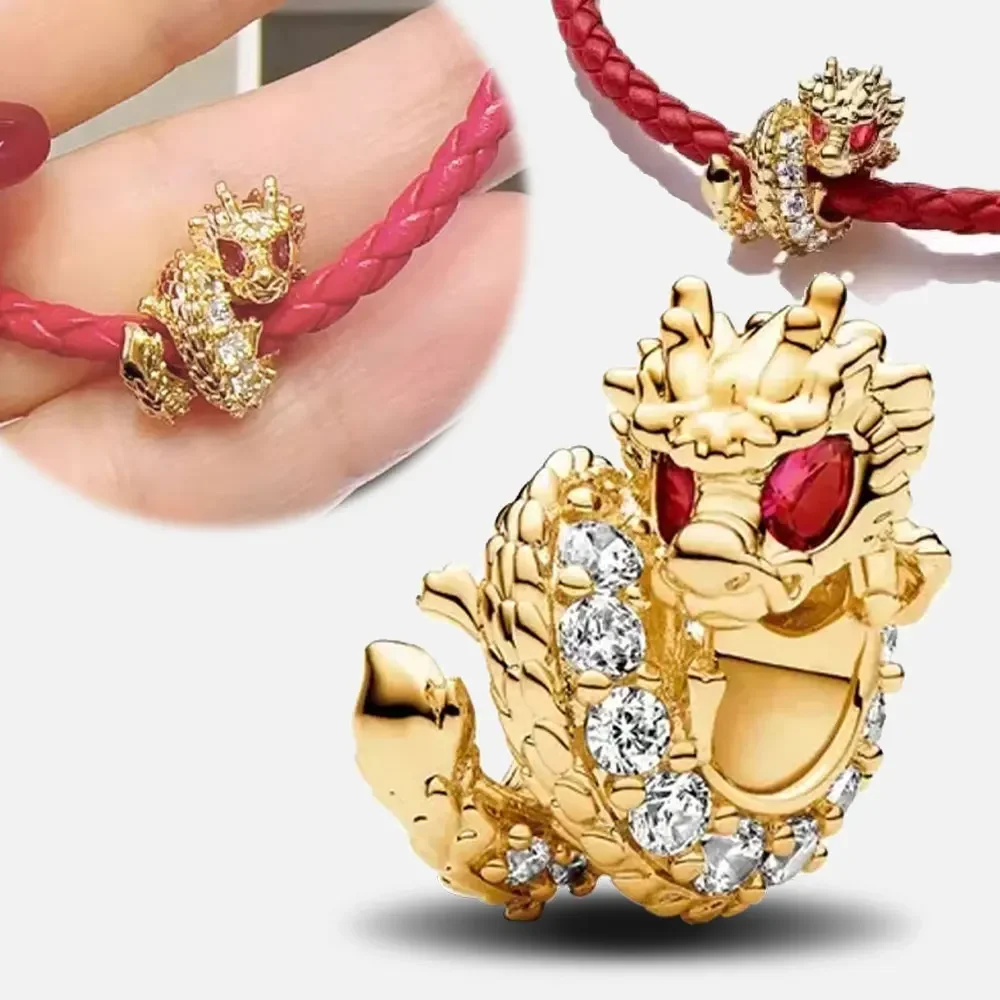 925 Sterling Zilveren Gouden Serie Trojan Paard Bee Dragon Hanger Fit Pandora Vrouwen Bedels Originele Armbanden Diy Sieraden Cadeau