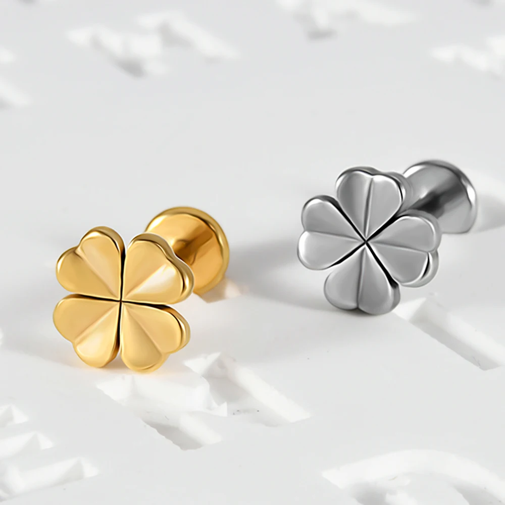 1PC Stainless Steel Heart Cartilage Earrings Stud Flowers CZ Internally Threaded Helix Ear Tragus Piercing Body Jewelry 16G