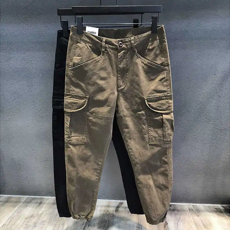 

2022 Men's Cotton New Spring Autumn Cargo Pants Clothing Casual Fashion Elastic High Quality Casual Cargo Pants Men T366