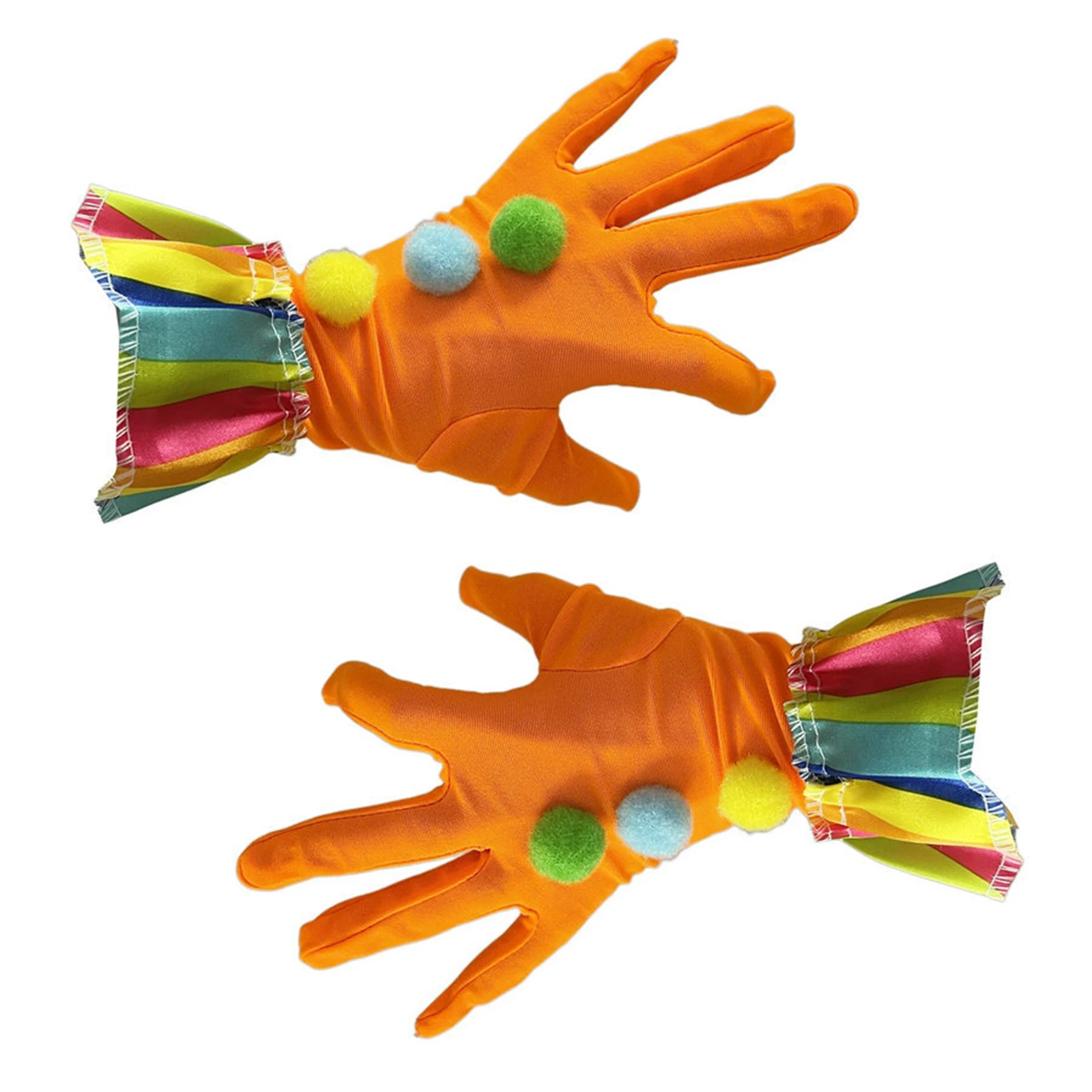 1 쌍 광대 장갑 의류 액세서리 컬러 폼폼 프릴 재미 있은 광대 장갑 무대 공연 드라마 쇼 코스프레 의상