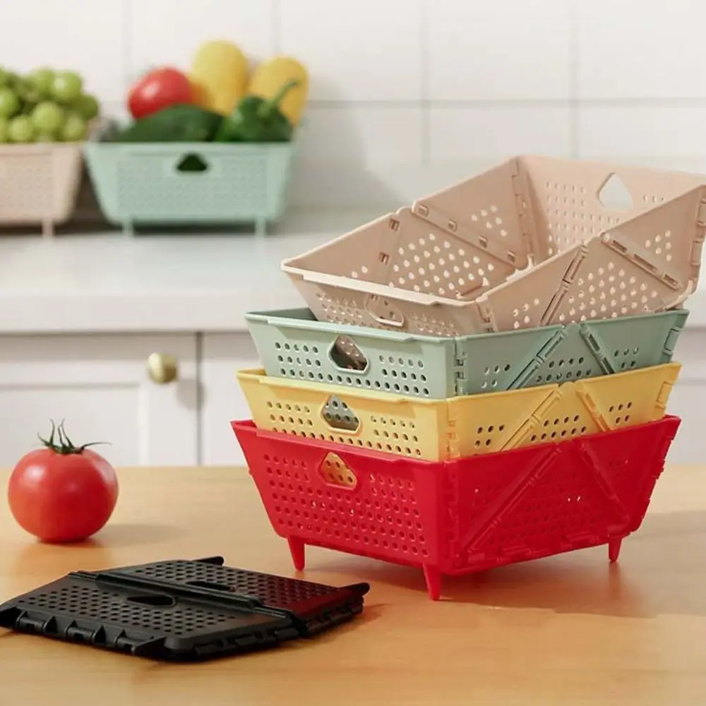 

Plastic Collapsible Drain Basket Foldable Large Capacity Vegetable Washing Basket Space-Saving Dishwasher Safe Kitchen Colander