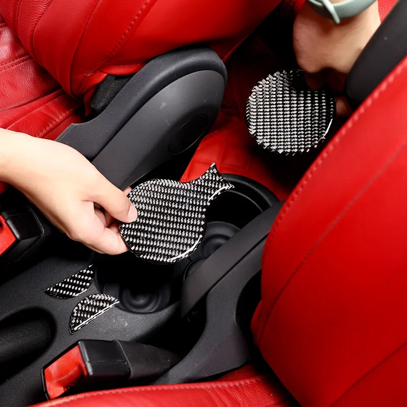 

For Fiat 500 2011-2022 Soft Carbon Fiber Car Rear Cup Holder Groove Mat Decorative Sticker Car Interior Accessories