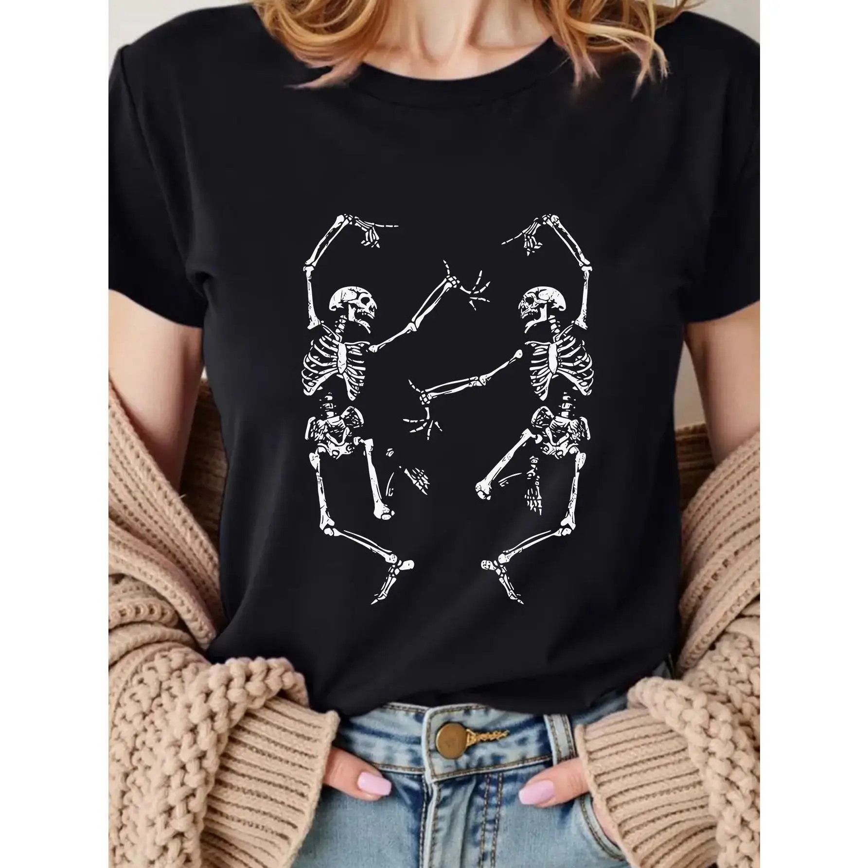 

Dance - off Skeletons Graphic Tee: A Nod to Retro Gothic Aesthetics