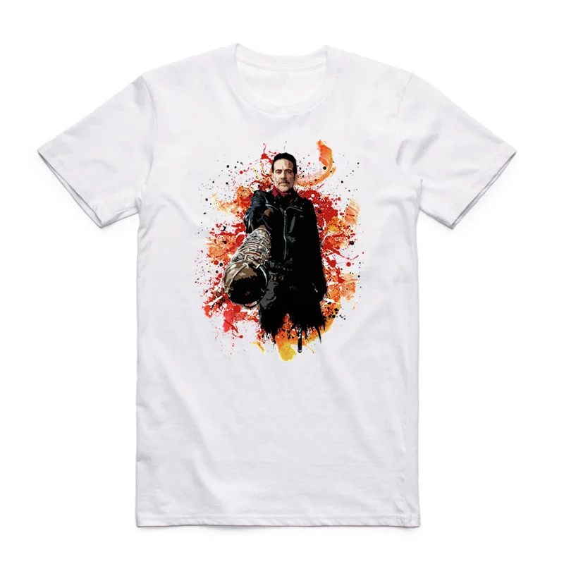 Asian Size Men And Women Printing Negan Lucille T-shirt Summer Casual O-Neck Short Sleeves The Walking Dead T-shirt HCP4128 - view 2