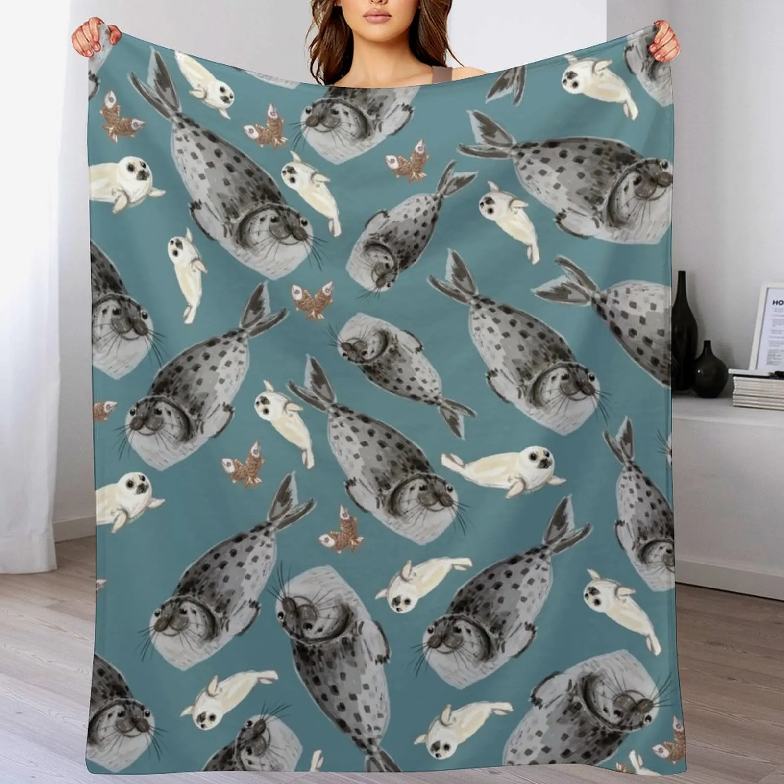 

Common seal Throw Blanket Stylish Warm Blanket for Living Room Bedroom