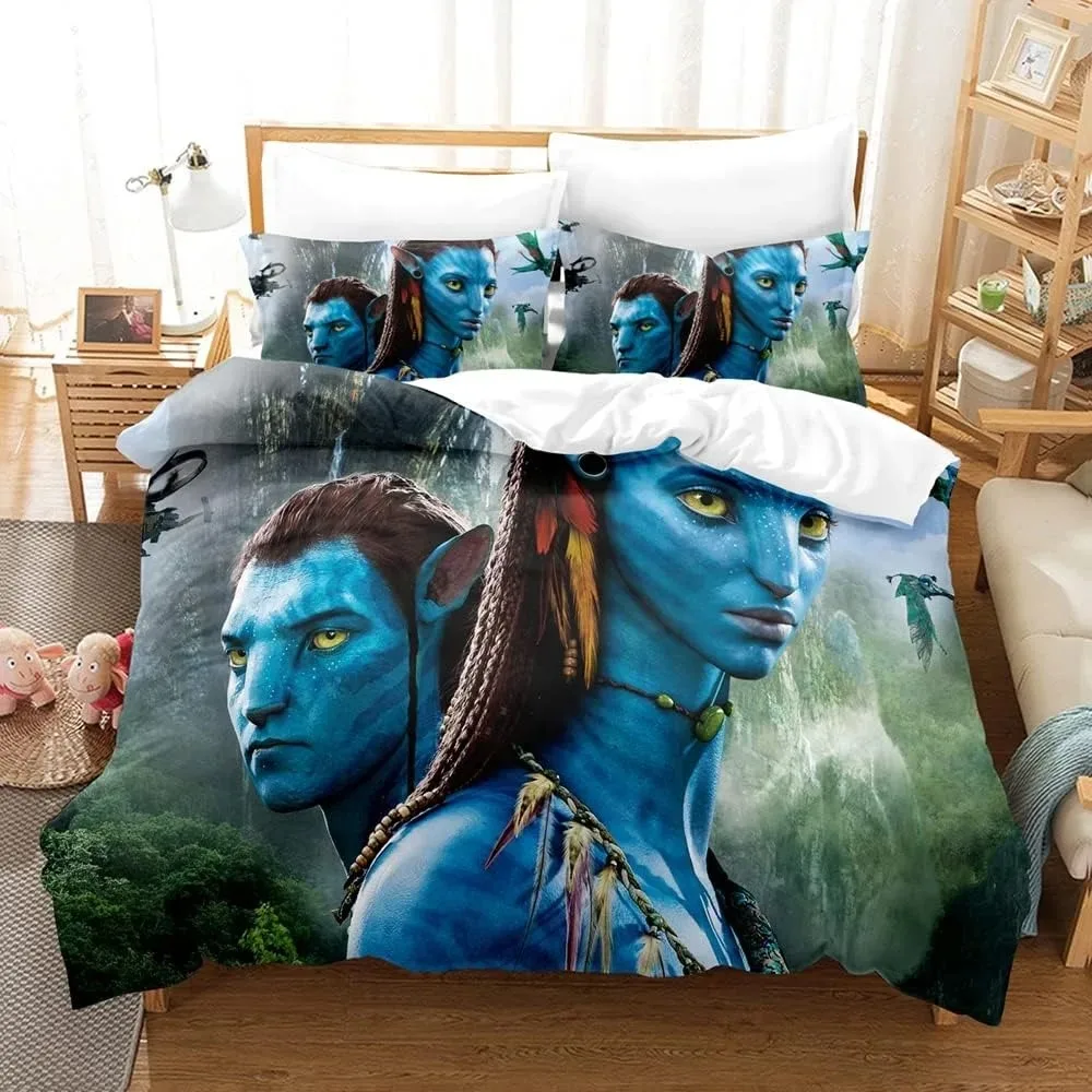 Kawaii Avatar 2 Bedding Set 3D Print Quilt Cover Cartoon Anime Pillowcase Home Plush Cover Bedroom Decoration Christmas Gifts